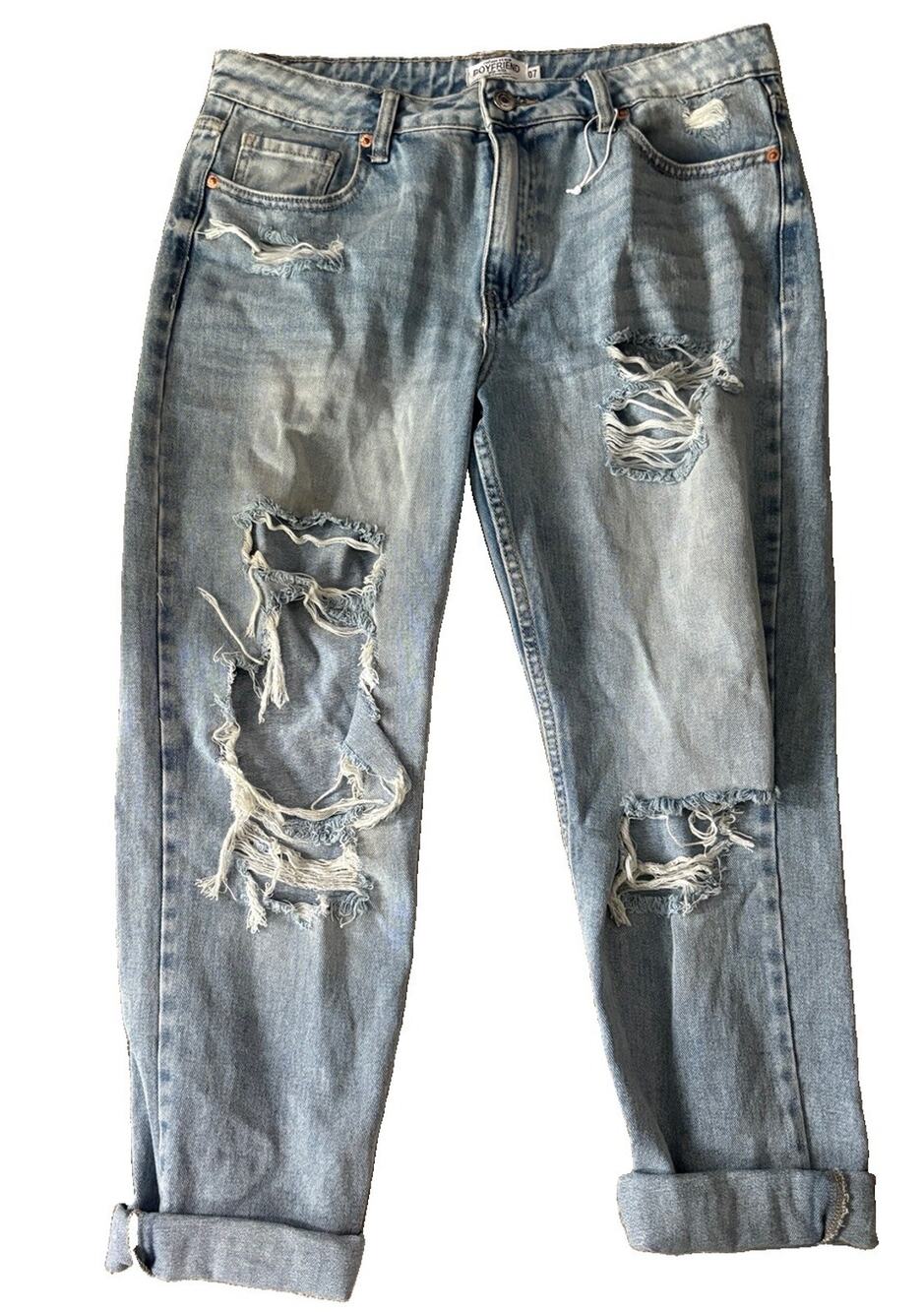 Refuge Denim Boyfriend Jeans Women’s Size 7 Light Wash Distressed High Rise